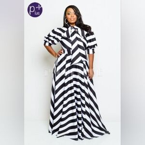 Stripes Bow Maxi Dress